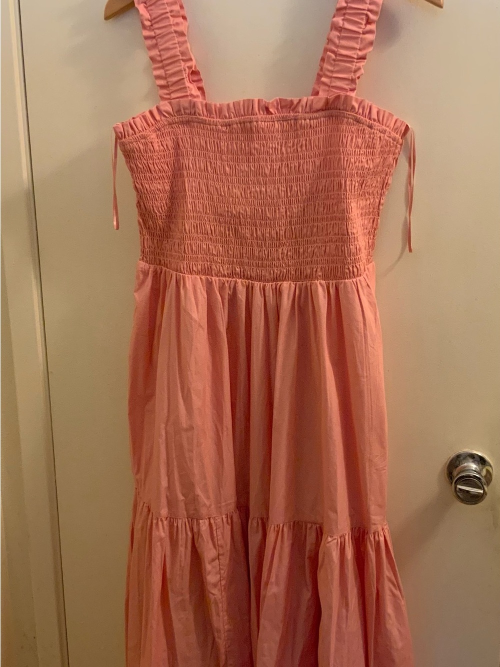 Abercrombie & Fitch Coral Pink Smocked Maxi Dress
